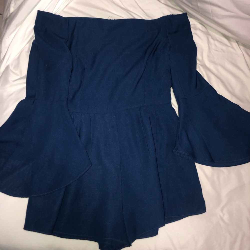 off shoulder long sleeve short romper